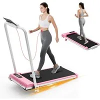 Dskeuzeew Laufband - Klappbares Laufbänder mit 7 % Steigung – 3-in-1-Laufband (mit Armlehnen und LED-Display - Lauffläche 38,5 x 90 cm), Walking Pad 1–8 km/h einstellbar - Motor 2,5 PS - Bis 130 kg