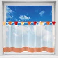 Arsvita Vorhang, Schlaufen, transparent, Voile, Bistrogardine mit Schlaufen, Transparente Küchengardine 150cm x 45cm
