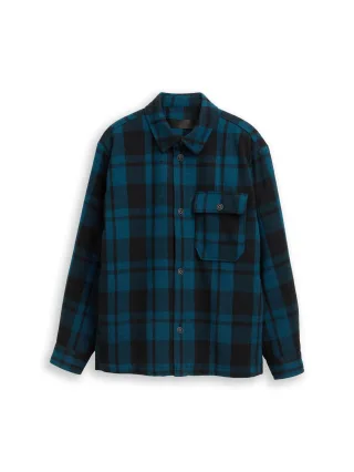 Denim Tom Tailor - Overshirt Jacke in Woll-Optik deep pond green dark check - Gr. - XL