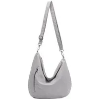 ITALYSHOP24 Schultertasche Damen Halbmond Tasche aus Cord CrossOver Body Bag Umhängetasche, Runde Cordtasche Asymmetrisches MOON Brust Slingtasche Wildlederoptik