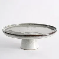 Mica Decorations Kuchenplatte Kuchenständer 28 cm Keramik Hellgrau Tortenplatte, Keramik, (1 Platte), spülmaschinengeeignet, Platte zum Präsentieren von Kuchen