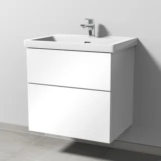 Sanipa 3way Waschtischunterbau zu Villeroy & Boch Subway 3.0 Waschtisch mit 2 Auszügen, Weiß-Glanz SF84778