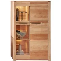 Innostyle Vitrine NATURE ONE, Kernbuche teilmassiv, 1 Holztür, 1 Glastür, Soft-Close, LED-Beleuchtung, B 85 x H 137 x T 40 cm