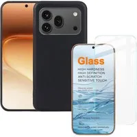 Wigento Handyhülle + Schutzglas für Honor 600 Pro Set TPU + 9H Hartglas 2 in 1 Bundle 6,57 Zoll, Produktset TPU Hülle mit Hart Glas