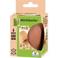 Lederwürfelbecher mit 6 Würfeln aus Kunststoff, Höhe ca. 8,5 cm, Würfelspiel