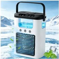 MOPUEA Ventilatorkombigerät Ventilatorkombigerät Mini Luftkühler 3 Stufen LED Licht leise, 3 Stufen leise Nebel LED Licht USB tragbar