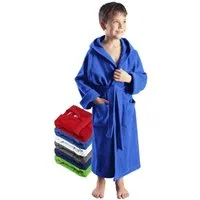 Arus Kinderbademantel für Jungen und Mädchen, mit Kapuze, in vielen Farben erhältlich, 100% Baumwolle, Kapuze, Gürtel, mit zwei Taschen, farbenfroh