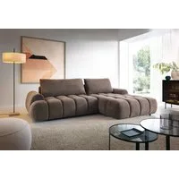 Goldstoff Ecksofa Modernes Sofa mit Schlaffunktion, Bettkasten und 4–5 Sitzplätzen, Schlafsofa mit Bettkasten & großer Liegefläche – L‑Form Couch für Wohnzimmer