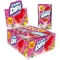 Chupa Chups Süßigkeit, Chupa Chups Crazy Dips Lutscher mit Erdbeergeschmack 14g 24er Pack