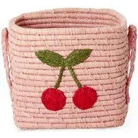 rice Aufbewahrungskorb Raffia Aufbewahrungskorb Rosa Kirsch-Design handgefertigt 20x20x20