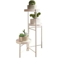 GarveeMore Blumenständer Neu Metall-Pflanzenständer Zusammenklappbares mehrstufiges Blumenregal, Kleine Topfpflanzen-Treppe Display-Regal Mit abnehmbaren Tabletts