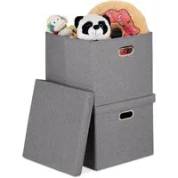 relaxdays Aufbewahrungsbox quadratisch 2er Set (2 St), grau