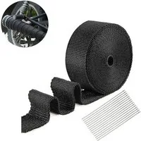 BlingBin Auspuff-Flexrohr Auspuffrohr-Dichtungsband, isolierend und hochtemperaturbeständig, (1 Set, 1-tlg), Exhaust Tape 15m Heat Insulation Tape 10 Metal Cable Locking Ties