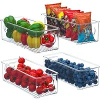 TUWENA Aufbewahrungsbox Kühlschrank Organizer Set mit Griff, Stapelbare Aufbewahrungsbox, Aufbewahrung Boxen für Küchen, Schränke, Gefrierschrank - BPA Frei