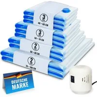 Allyson Vakuumbehälter Vakuumierbeutel für Kleidung Mit Pumpe – platzsparend & luftdicht, (Komplett-Set), 10 Stück Inkl. elektrischer Pumpe und 4 verschiedenen Beutelgrößen