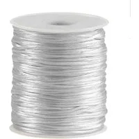 maDDma Kordel Satinschnur 80m x 1mm Flechtschnur Kumihimo Bastelschnur, weiß
