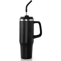 CALIYO Thermobecher Edelstahl Autobecher BPA frei mit Strohhalm und Deckel 1.2L, Spülmaschinenfest Langanhaltend kühl / warm für Sport, Reisen