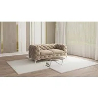 S-Style Möbel Chesterfield-Sofa Kalina, 2-Sitzer mit silbernen Metall Füßen, mit Wellenfederung