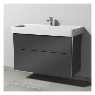 Sanipa 3way Waschtischunterbau zu Geberit Renova Plan Waschtisch mit 2 Auszügen, Anthrazit-Glanz BS88179
