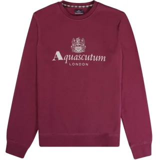Aquascutum Active Big Logo Crew Neck Cordovan Red Sweatshirt