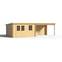 LASITA MAJA Gartenhaus Lasita Gartenhaus mit Anbau Aida 780×314 cm 28 mm, BxT: 780x314 cm