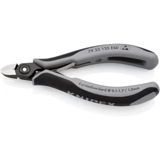 KNIPEX Präzisions-Elektronik-Seitenschneider ESD ohne Facette - 7922125ESD