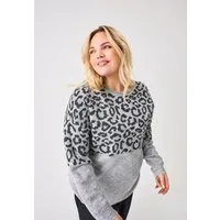 ONLY CARMAKOMA Rundhalspullover CARJADE ZEBRA L/S O-NECK KNT