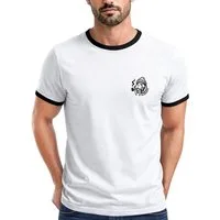 Neverless Print-Shirt Herren T-Shirt Retro Kontrastbund - Logo Design Walross - Printshirt mit Print