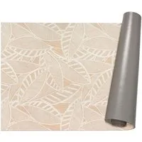 ANRO Küchenläufer abwaschbar Blätter LADY Läufer stark pflegeleicht Küchenteppich, Rechteckig, Höhe: 3 mm, robust schmutzabweisend 67x100cm Botanical Beige robust