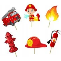 Festivalartikel Tortenstecker Feuerwehr Topper Set 6 Stk Geburstag Torten Deko Kuchen Junge