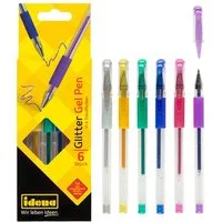 Idena Gelschreiber Idena 512080 - Gel-Pen Glitter, 6 Stück in Trendfarben, im Karton-Etui