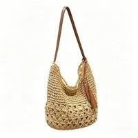 Zaewry Umhängetasche Schultertasche,Strandtasche, Tragetasche, Korbtasche, Minibag, Henkeltasche, Bast-Optik, Sommertasche, Crossbody Bag