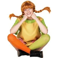 Maskworld Kostüm-Perücke Pippi Langstrumpf Perücke - Faschingskostüm Damen, Original Pippi Langstrumpf Perücke für Erwachsene
