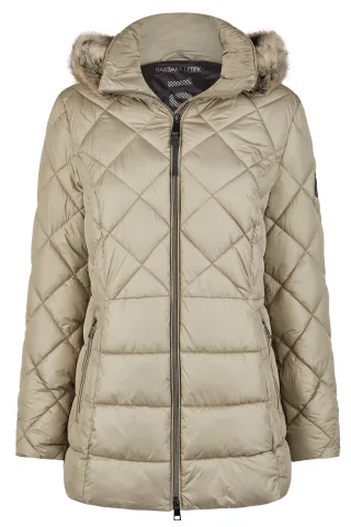 Barbara Lebek - Jacke Down Free mit Kapuze und Webpelz moss - Gr. - 42