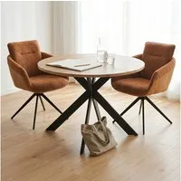 Jiexi Essgruppe Tisch- und Stuhlset, Runder Esstisch (115×75 cm) mit 4 Stühlen