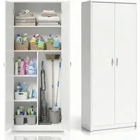 Home Collective Mehrzweckschrank Kleiderschrank Regal 74cm breit 180cm hoch Aktenschrank (Schrank Organizer aus Holz für Schlafzimmer Flur Keller Büro) mit Einlegeböden und Extra-Fach Schrank Organizer, MDF Holz in Weiß