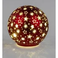 formano Weihnachtsfigur Deko Kugel Licht Gold LED-Licht mit Timer Weihnachtskugel rot