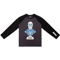 Fortnite Longsweatshirt Fortnite Jungen Langarmshirt – Schwarz/Grau – Skull Trooper Design