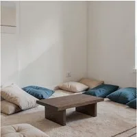DaoWood Couchtisch Kaffeetisch Beistelltisch Bodentisch Meditationstisch Massive Eiche (1 x Tisch), Tisch aus Massive Holz Eiche Handfertig,26cm Hohe