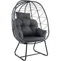 COSTWAY Hängesessel, Korbsessel mit Kissen, aus Rattan & Metall