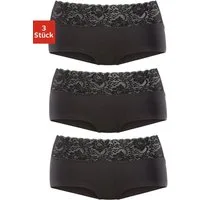 Vivance Panty (3er-Pack) aus elastischer Baumwolle mit floraler Spitze