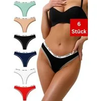 Elegant Love Tangaslip Bequeme Dessous mit niedriger Taille, Brasilien Slip (Set, 6-St., 6er-Pack Baumwoll-Panties) V-Strings, Höschen Lingerie für Damen, Unterwäsche, Unterhosen
