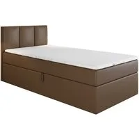 A&J MöbelLand GmbH Boxspringbett Einzelbett NASI mit Bettkasten, Topper und gepolstertem Kopfteil. (Boxspringbett mit Bettkasten und gepolstertem Kopfteil. Inclusive Topper !, TOP ANGEBOT), Länge 208 cm Höhe 106 cm