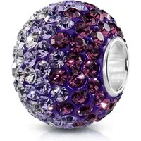 Materia Bead Damen XXL Kristall Bead Kugel Lila Violett 1086, Kern aus 925 Sterling Silber
