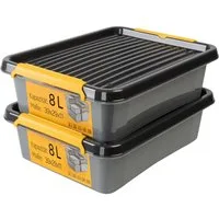 KONZEPT Aufbewahrungsbox mit Deckel, Stapelbox Set 2 Stk. für Keller, Werkstatt, Garage (2er Set), Stapelbare Boxen in verschiedenen Größen