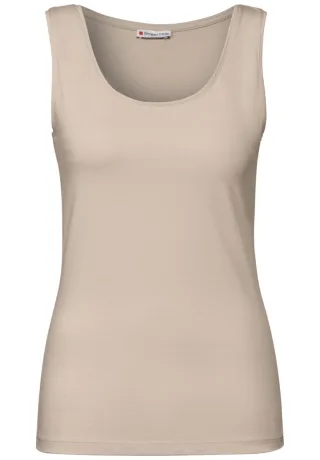 Street One - Basic Top in Unifarbe beige - Gr. - 38