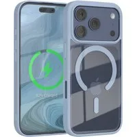 EAZY CASE Handyhülle Transparente Hülle mit MagSafe für iPhone 17 Pro 6,3 Zoll, Softcase, Schutzhülle mit Displayschutz, stoßfest, kratzfest, Hellblau