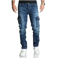 REPUBLIX Straight-Jeans WESTON Herren Regular Fit Denim Cargo Jeans Hose