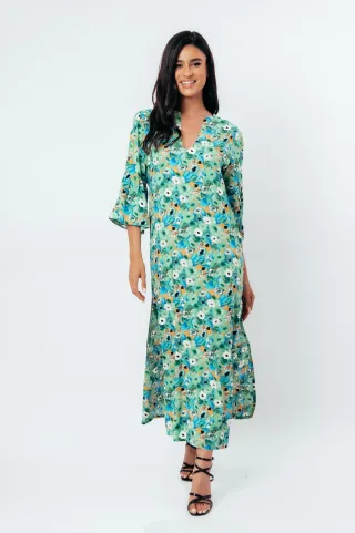 Florales Maxikleid im Kaftan-Stil