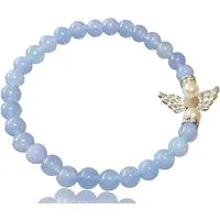 Steinfixx® Perlenarmband Aquamarin Armband mit Engel-Anhänger inklusive Geschenkbox (4 oder 6mm, 1-tlg., 17 cm Größe S, mit versilberten Zirkoniatrennern), Engel-Anhänger in edler Form
